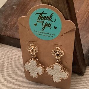 Vegan Leather Clover Earrings